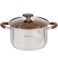 Кастрюля нерж 5 л крышка стекло Daniks Веллингтон GS-01415-22CA индукц