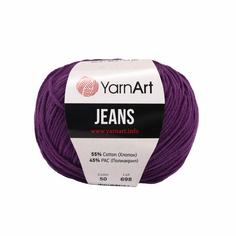 Пряжа YarnArt Jeans, 50 г, 160 м (хлопок, полиакрил) (50 фиолетовый), 10 мотков