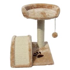 Когтеточка для кошек Foxie С лежанкой игрушкой и сизалевой дугой 35 x 35 x 45 см бежевая