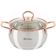 Кастрюля нерж 2.5 л крышка стекло Daniks Карлин GS-01332G-18 индукц