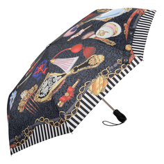 Зонт складной женский автоматический MOSCHINO 7942-OCA, черный, разноцветный