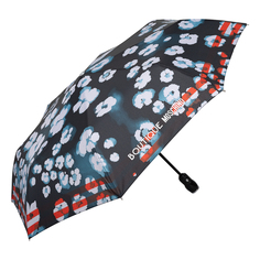Зонт складной женский автоматический MOSCHINO 7930-OCA, черный, синий, белый