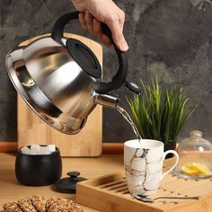 Чайник нерж, 3 л, свист, мат, ручк с силик покр, Daniks, MSY-013