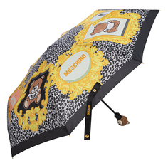 Зонт складной женский автоматический MOSCHINO 8106-OCA Bears in frames, черный, желтый
