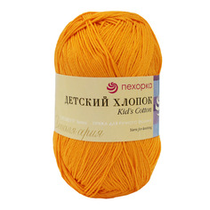 Пряжа Пехорка Детский хлопок 100 г, 330 м (мерс. хлопок) (485-Жёлто-оранжевый), 5 мотков