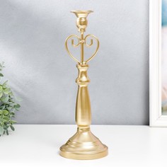 Подсвечник металл на 1 свечу Сердце золотой 34х11,5х11,5 см No Brand