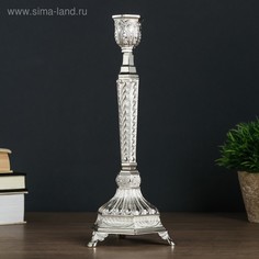Подсвечник металл на 1 свечу Узорный серебро 25х10х9,5 см No Brand