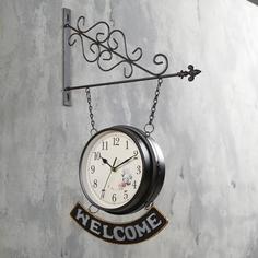 Часы настенные двойные, : Садовые, WELCOME, плавный ход, d=20 см, 55 х 36 см No Brand
