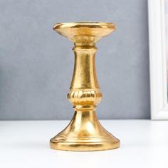 Подсвечник полистоун на 1 свечу Колонна золото 18х10,3х10,3 см No Brand