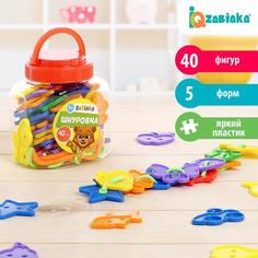 Шнуровка IQ-ZABIAKA Весёлые фигурки в банке 40 шт. в ассорт.по методике Монтессори 3894979
