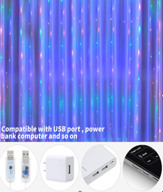 Гирлянда Homium Glow, светодиодный занавес, 300LED, 3м*3м, с USB и пультом