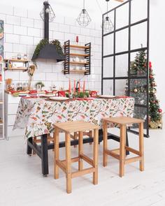 Скатерть на стол из рогожки "Всё себе", Снежная потеха , Размер: 150 х 120