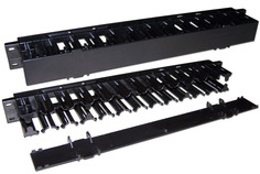 Кабельный органайзер 19" пластиковый, c крышкой, 1U Lanmaster