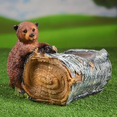 Фигурное кашпо "Береза с мишкой" Н-22см, D-14см Хорошие сувениры