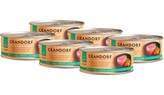 Влажный корм для взрослых кошек Grandorf с филе тунца и мясом лосося, 6 шт по 70 г