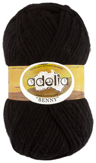 Пряжа ADELIA BENNY №707 черная 100% шерсть, 5 х 100 гр, 96 м +/- 5 м