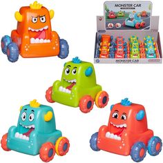 Игрушка заводная Junfa Нажми и поедет Монстрик-машинка, 7,8х7,2х8,5 см