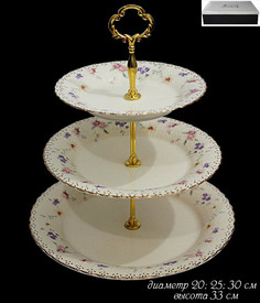 Трехъярусная этажерка 20,25,30 см АДЕЛЬ в подарочной упаковке Фарфор 666-236 118-666-236 Lenardi