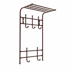 Вешалка НИКА настенная ВПТ5/А с полкой Медный антик 410х745х250мм Nika