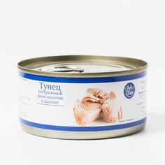 Из Таиланда: Тунец полосатый Самокат филе-кусочки в рассоле, 185 г No Brand