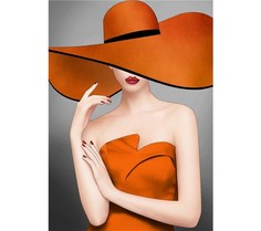 Алмазная мозаика картина стразами Дама в красной шляпе, 30х40 см No Brand