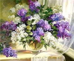 Алмазная мозаика картина стразами Букет сирени, 40х50 см No Brand
