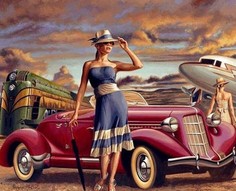 Алмазная мозаика картина стразами Ретро стиль, 30х40 см No Brand