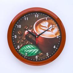 Часы настенные Кофе, коричневый обод, 28х28 см Solomon