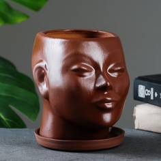 Горшок - органайзер "Голова" коричневое, 1,3 л / 16х16х14см Хорошие сувениры