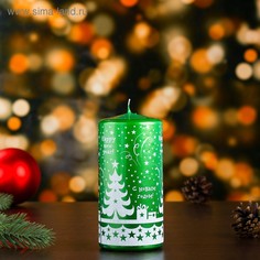 Свеча пеньковая новогодняя, зеленая Омский Свечной