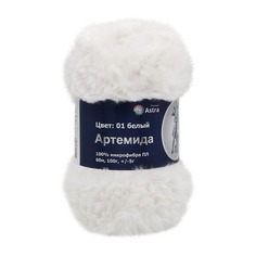 Пряжа Astra Premium Артемида, 100 г, 60 м (100% микрофибра ПЛ) (01 белый), 3 мотка