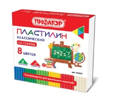 Пластилин классический ПИФАГОР ШКОЛЬНЫЙ, 8 цветов, 120 г, со стеком, 105433