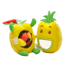 Мягкая игрушка-подвеска с погремушками и зеркальцем на кроватку, коляску Ананас No Brand