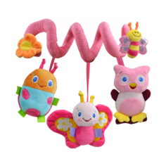 Развивающая спиралька растяжка на коляску и кроватку с погремушками Бабочка No Brand