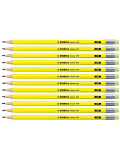 Карандаш чернографитный простой с ластиком HB STABILO Swano, 12шт