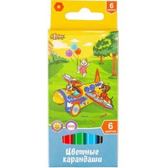 Карандаши цветные 6 цветов 6 граней № 1 School Шустрики короткие 88 мм, 1408189