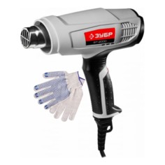 Фен технический строительный ЗУБР ФТ-2000 + рабочие перчатки