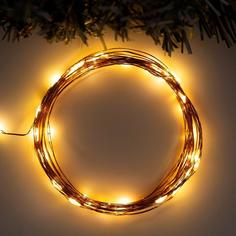 Гирлянда Нить 5 м роса, IP20, медная нить, 50 LED, свечение тёплое белое, 2 режима, AAх3 Luazon Lighting