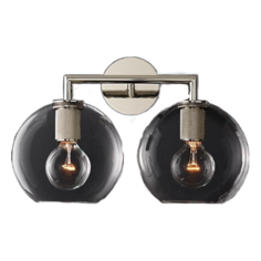 Бра ImperiumLoft RH Utilitaire Globe Shade Double Sconce Silver