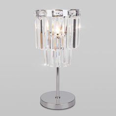 Настольная лампа Eurosvet Elegante 01136/1 хром с прозрачным хрусталем Strotskis E14