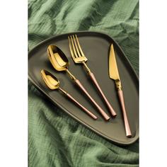 Набор столовых приборов Magistro «Фьюжн», 4 предмета, цвет металла золотой, розовые ручки