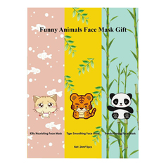 Маски тканевые для лица Funny Animals Face Mask Gift 3 шт. No Brand