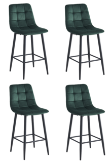 Комплект стульев полубарных Терминал BARNY из велюра, темно-зеленый, 4 шт