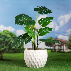 Кашпо садовое "Геометрия", белое, керамика, d=24 см, 15 л, 1 сорт, Иран