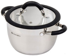 Кастрюля Daniks Орландо GS-01435-18CA нерж крышка стекло серебр 2.9 л индукц