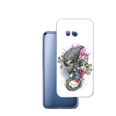 Чехол MyPads Tocco для HTC U11 нарисованный скелет на скейт борде