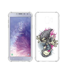 Чехол MyPads Tocco для Samsung Galaxy J4 (2018) нарисованный скелет на скейт борде