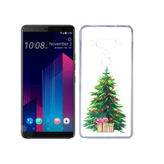 Чехол MyPads Tocco для HTC U12+ Елка новогодняя с подарками акварель