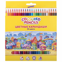 Карандаши цветные Юнландия Домики 181838, 24 цвета, пластиковые, грифель мягкий