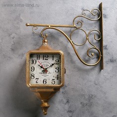 Часы настенные двойные, : Садовые, Уличный фонарь, плавный ход, 40 х 31 см No Brand
